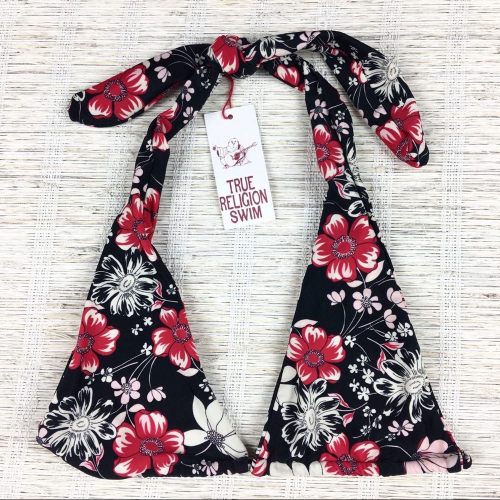 True Religion Halter Bikini Floral Swimsuit Sz S - Picture 2 of 5